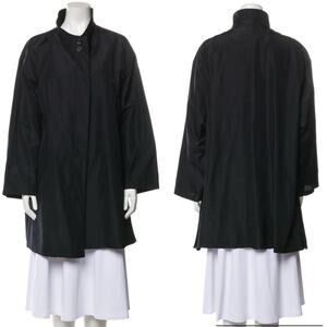 AKRIS $5k O’Neill Silk Swing Coat Trench Black (No Wool Liner) size US 2